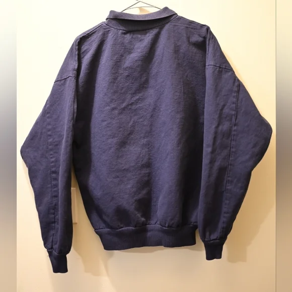 Oarsman Embroidery St Barth Oversize Navy Blue Cotton Sweater Coastal Nautical M - Picture 3 of 14